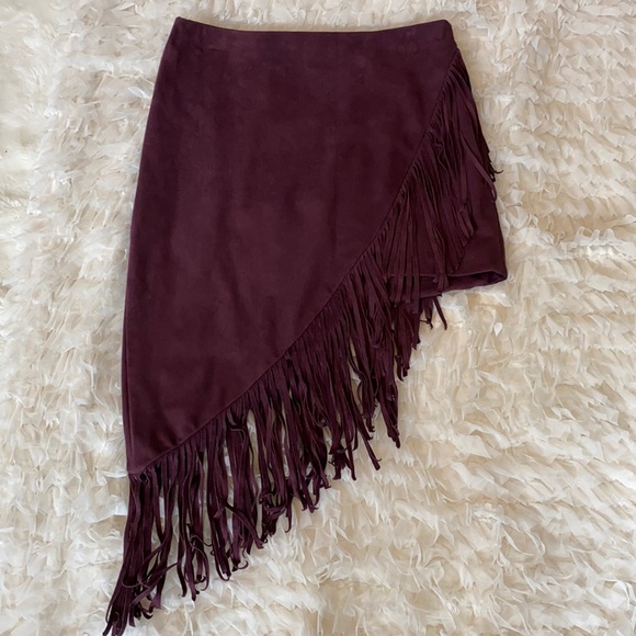 Express Dresses & Skirts - UEC Express Purple Fringe Suede-like Skirt